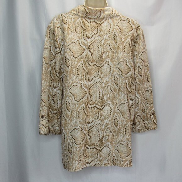 JM Collection Women's Linen Animal Print Button Front Tops Blouse Size 12 - Picture 2 of 6